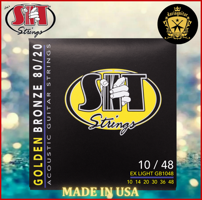 SIT GB1048 Acoustic Guitar Strings 10-48 Golden Bronze 80/20 Extra Light