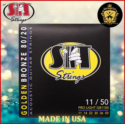 SIT GB1150 Acoustic Guitar Strings 11-50 Golden Bronze 80/20 Pro Light