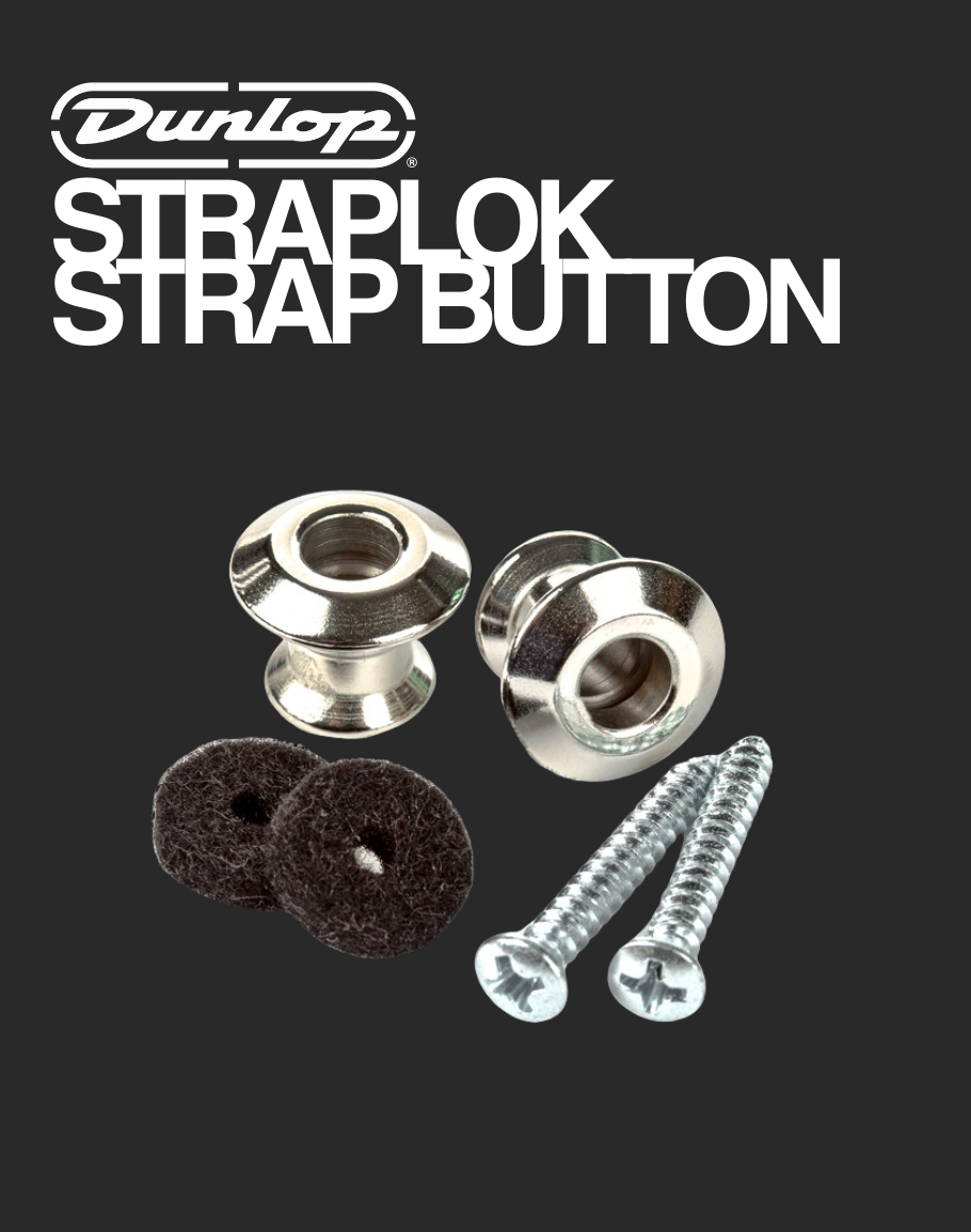 Dunlop Straplok Dual Design Strap Button Set – Nickel