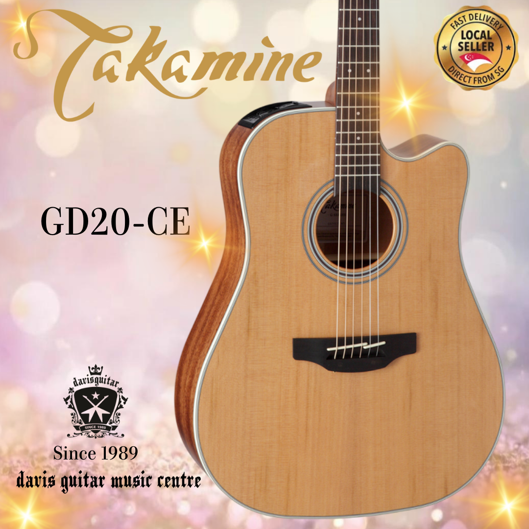 Takamine GD20CE-NS Solid Cedar Top Dreadnought Body Cutaway Electric Acoustic Guitar