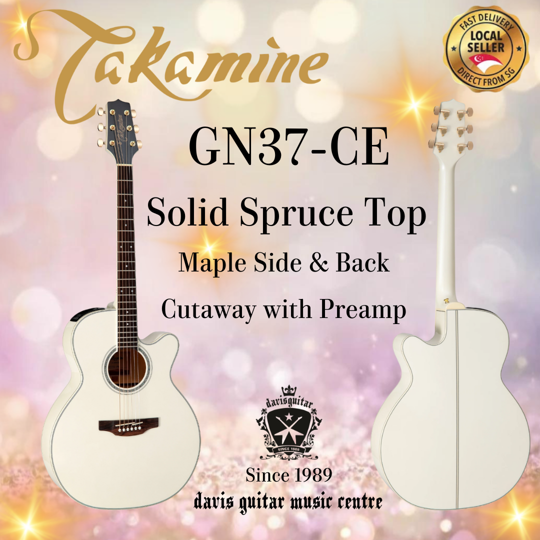Takamine GN37CE PW Pearl White Acoustic Electric Guitar Solid Spruce Top