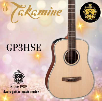 Takamine GP3HSE NS Mini Acoustic Electric Guitar Solid Spruce Top and Sapele Side and Back