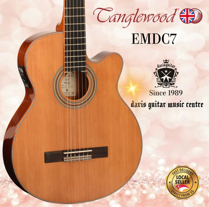 Tanglewood Classical Electric Guitar EMDC7 Gloss Natural Thin Body