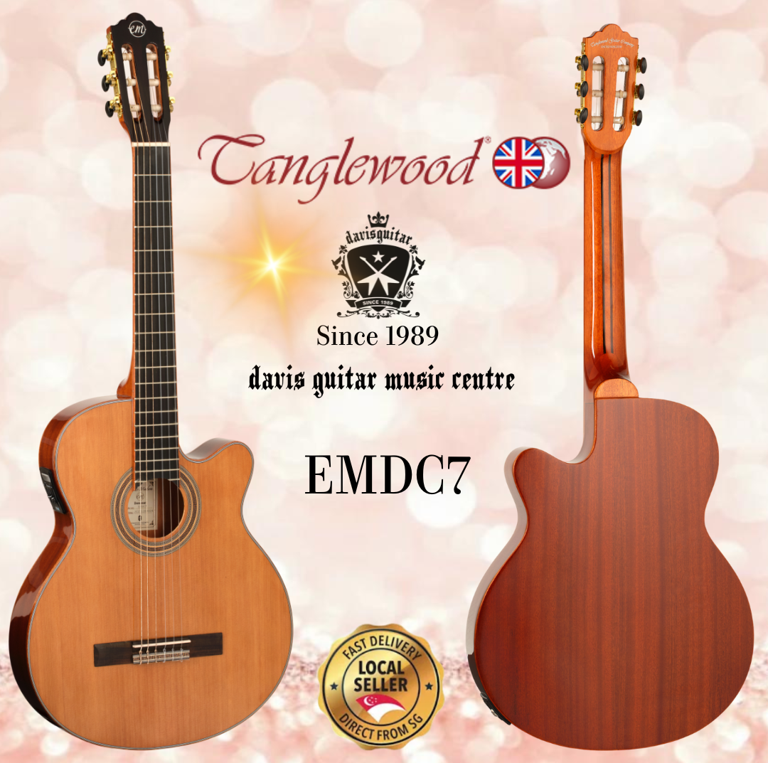 Tanglewood Classical Electric Guitar EMDC7 Gloss Natural Thin Body