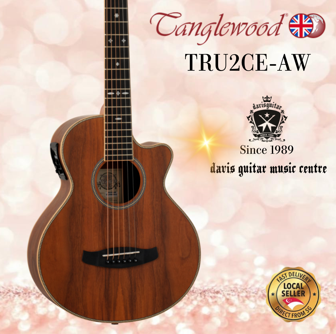 Tanglewood TRU2CE-AW Solid Top Natural Satin Folk Electric Acoustic Guitar with Bag