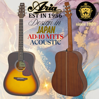 Aria Acoustic Guitar AD-10 MTTS Satin Sunburst Dreadnought