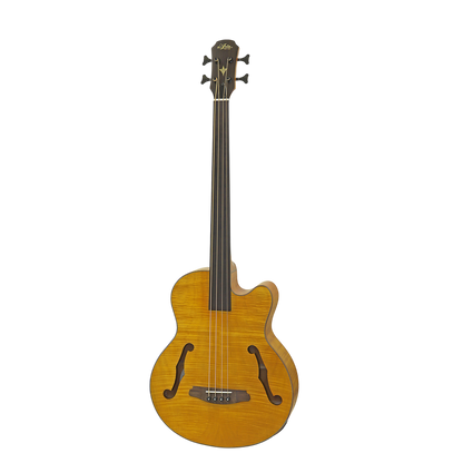 Aria 4 String Electric Acoustic Bass Guitar Medium Scale Fretless