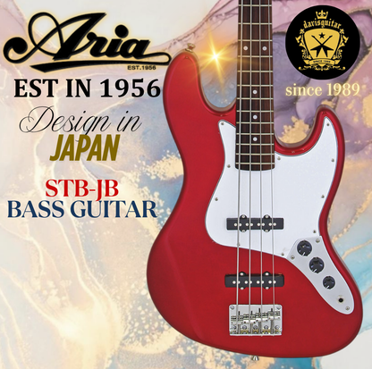 Aria 4 String Electric Bass Guitar STB-JB-CAR Jazz Pickup Candy Apple Red