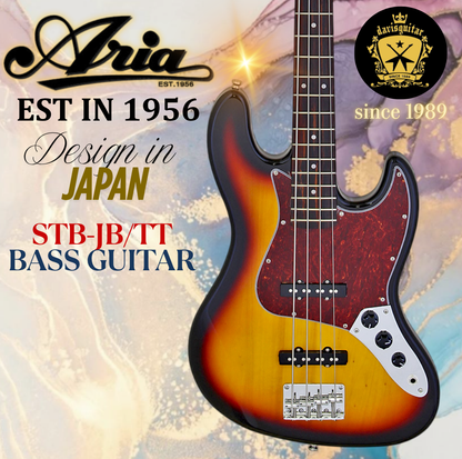 Aria 4 String Electric Bass Guitar STB-JB-TT-3TS Jazz Pickup Sunburst