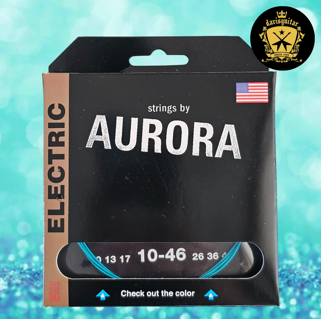 Aurora Aqua Blue Colour Coating 10-46 Electric Guitar Strings