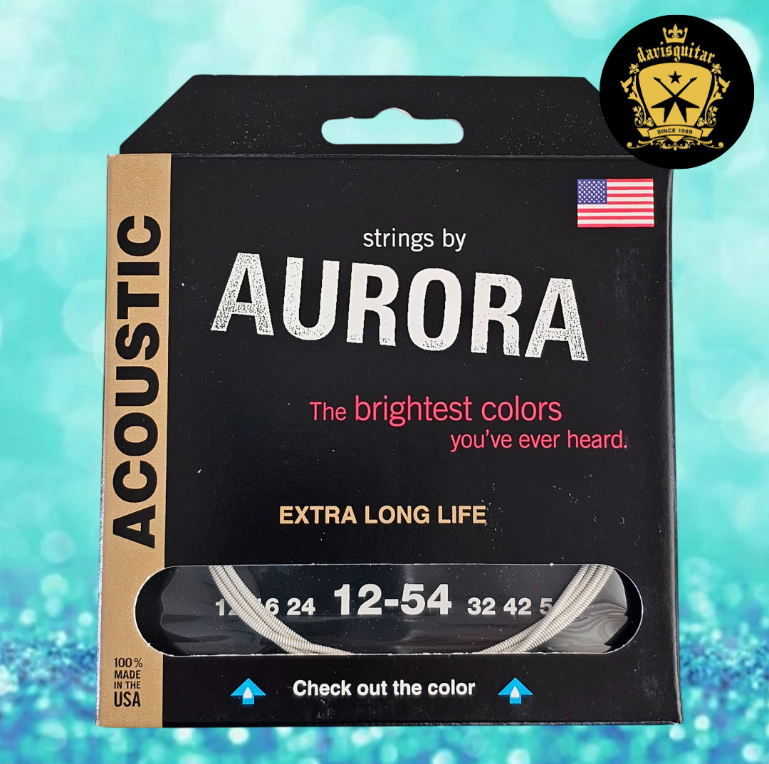 Aurora Silver Colour Coating 12-54 Acoustic Guitar Strings