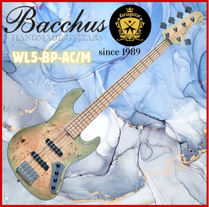 Bacchus WL5-BP-AC/M 5 String Active Bass Guitar Keiryu Blue Burst Satin