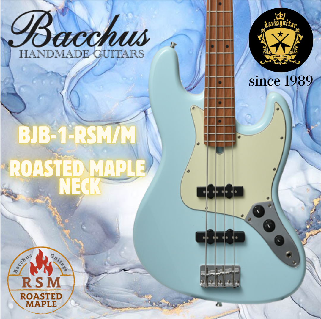 Bacchus BJB-1RSM-M-SOB Sonic Blue Roasted Maple Neck 4 String Bass Guitar