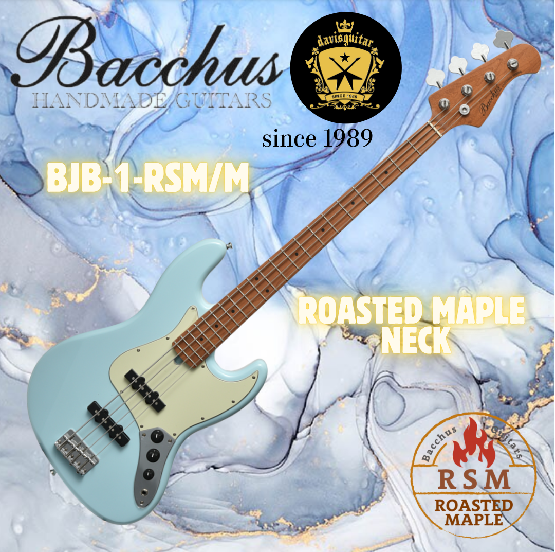 Bacchus BJB-1RSM-M-SOB Sonic Blue Roasted Maple Neck 4 String Bass Guitar