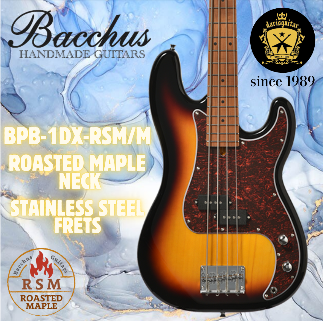 Bacchus 4 String Bass Guitar BPB-1DX-RSM-M Sunburst Roasted Maple Neck Stainless Steel Frets