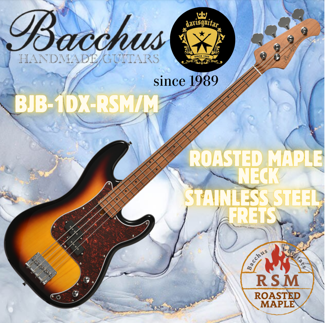 Bacchus 4 String Bass Guitar BPB-1DX-RSM-M Sunburst Roasted Maple Neck Stainless Steel Frets