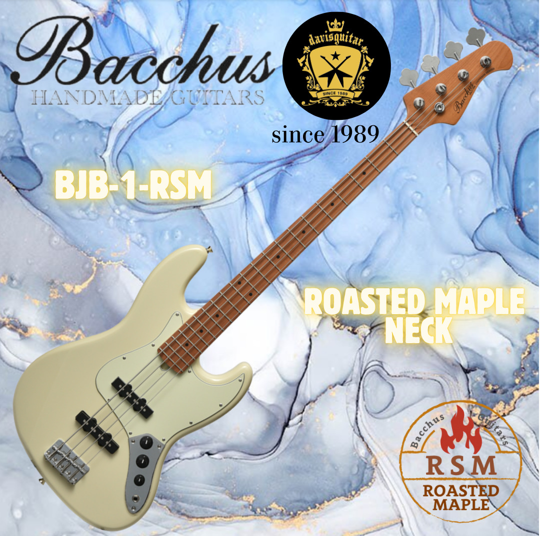 Bacchus BJB-1-RSM-M-OWH 4-String Bass Guitar Olympic White Roasted Maple Neck Jazz Pickups
