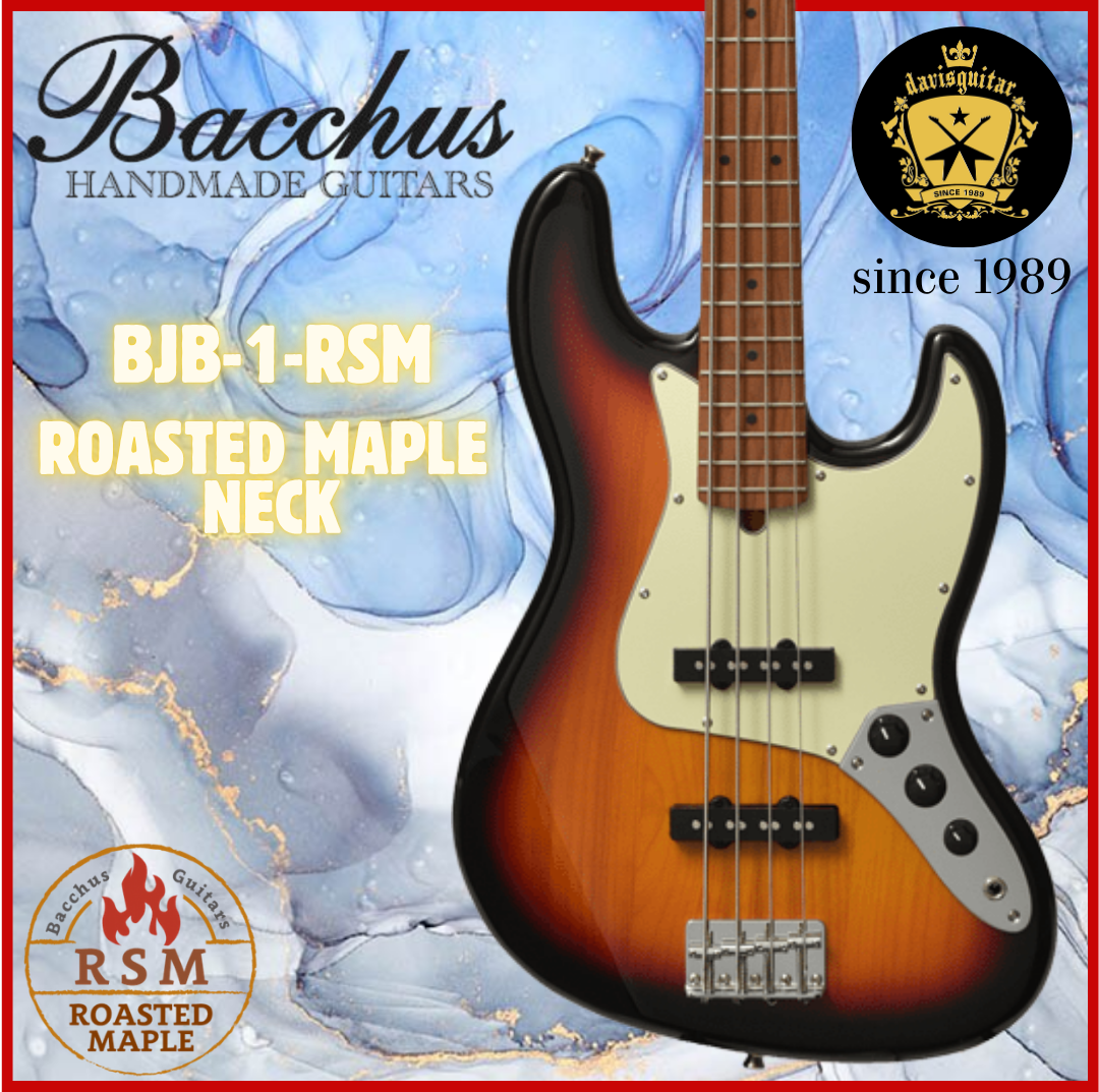 Bacchus BJB-1RSM-M-3TS Tobacco Sunburst Roasted Maple Neck 4-String Bass Guitar