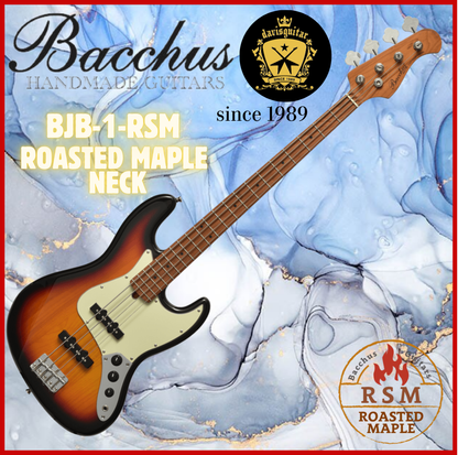 Bacchus BJB-1RSM-M-3TS Tobacco Sunburst Roasted Maple Neck 4-String Bass Guitar