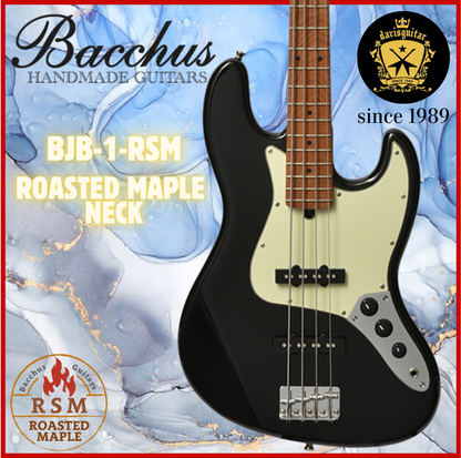 Bacchus BJB-1RSM-M-BK Black Roasted Maple Neck 4 String Bass Guitar