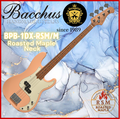 Bacchus 4 String Bass Guitar BPB-1DX-RSM-M Shell Pink Roasted Maple Neck Stainless Steel Frets