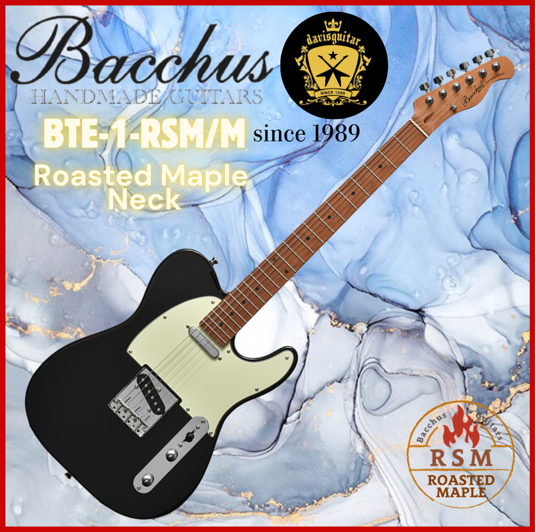 Bacchus Electric Guitar BTE-1-RSM-M-BLK Gloss Black Tele Roasted Maple Neck