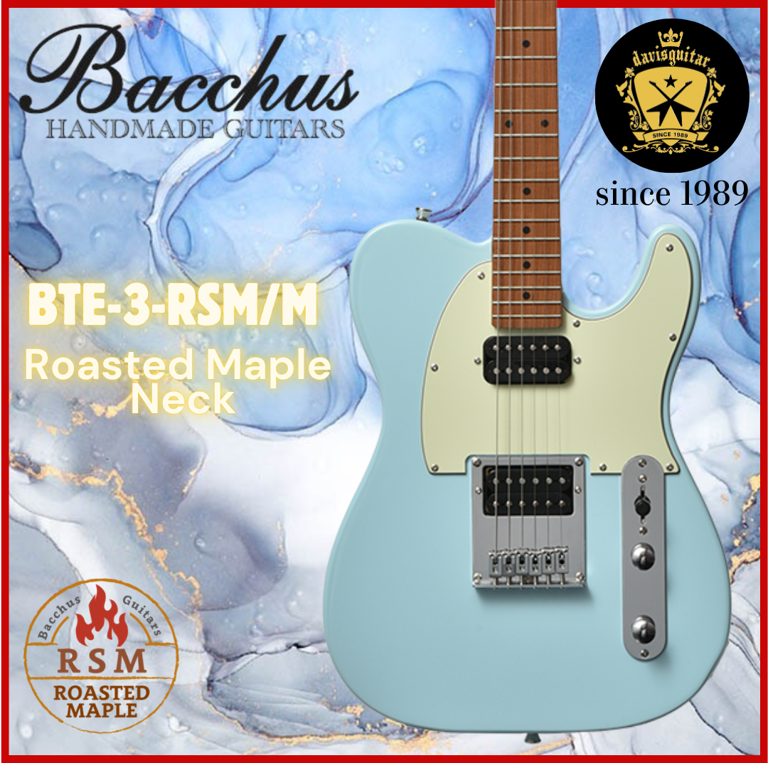 Bacchus BTE-3-RSM-M Sonic Blue Electric Guitar Roasted Maple Neck Humbucker Tele