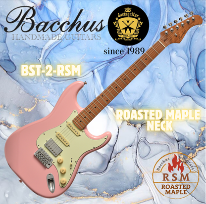 Bacchus BST-2-RSM-M-SLPK HSS Electric Guitar Roasted Maple Neck Shell Pink