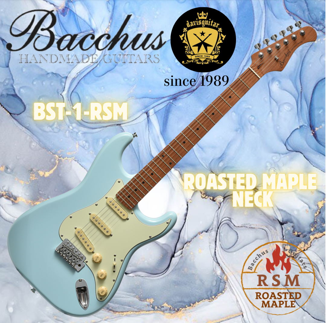 Bacchus BST-1-RSM-M Electric Guitar Roasted Maple Neck SSS Pickup Sonic Blue