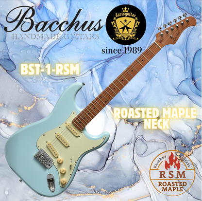 Bacchus BST-1-RSM-M Electric Guitar Roasted Maple Neck SSS Pickup Sonic Blue