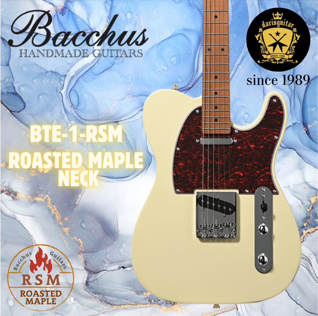 Bacchus BTE-1-RSM-M-TTPG-OWH Electric Guitar Olympic White Roasted Maple Neck
