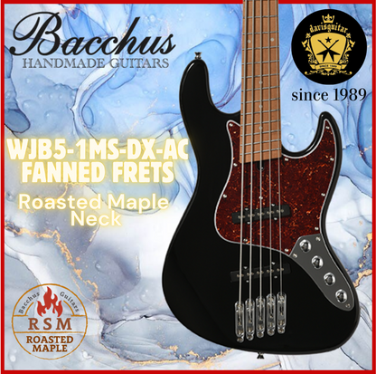 Bacchus WJB5-1MS-DX-AC RSM/M Electric Bass 5 String Roasted Maple Fanned Frets Active Black