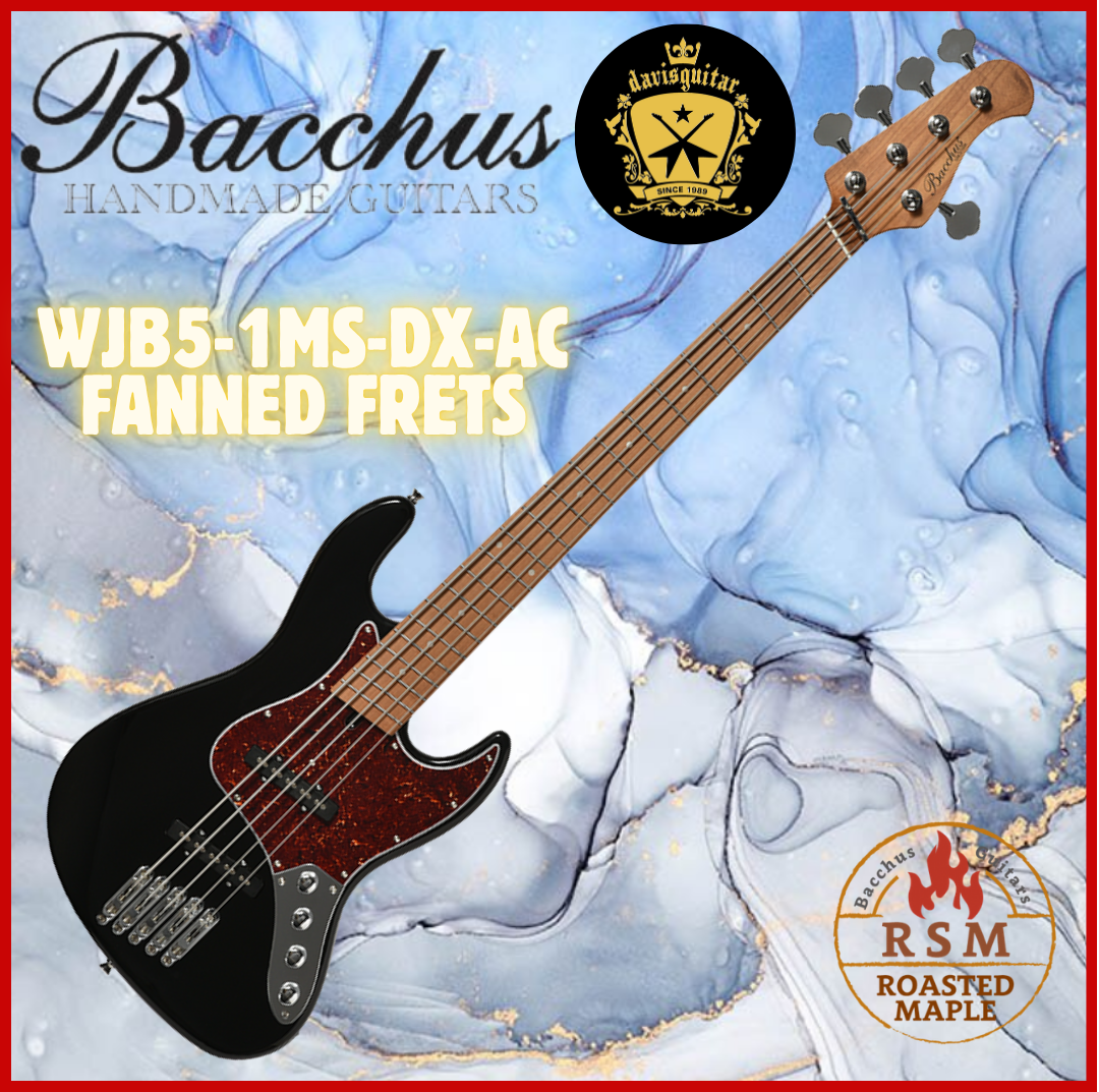 Bacchus WJB5-1MS-DX-AC RSM/M Electric Bass 5 String Roasted Maple Fanned Frets Active Black