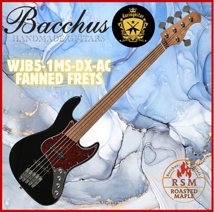 Bacchus WJB5-1MS-DX-AC RSM/M Electric Bass 5 String Roasted Maple Fanned Frets Active Black