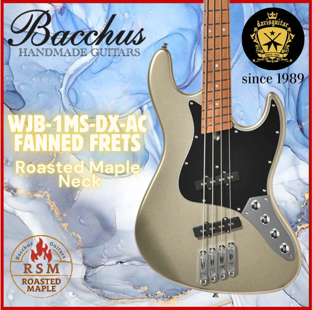 Bacchus WJB-1MS-DX-AC RSM/M Electric 4 Strings Bass Roasted Maple Fanned Frets Active Electronics Misty Dawn Gold