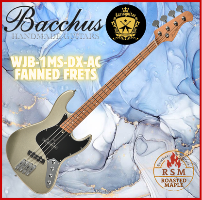Bacchus WJB-1MS-DX-AC RSM/M Electric 4 Strings Bass Roasted Maple Fanned Frets Active Electronics Misty Dawn Gold