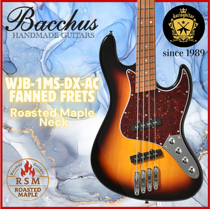 Bacchus WJB-1MS-DX-AC RSM/M Electric 4 Strings Bass Roasted Maple Fanned Frets Active Electronics Sunburst