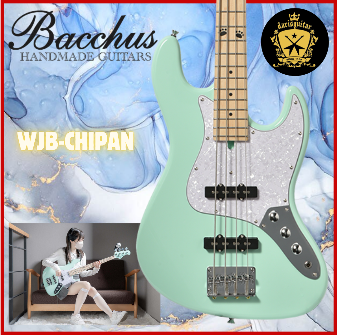 Bacchus WJB-CHIIPAN 4 string Bass Guitar Roasted Maple Neck LGR-MH Light Green with FREE bag