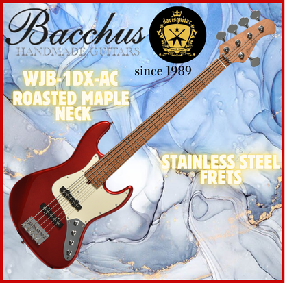 Bacchus WJB5-1DX-AC RSM/M 5-String Active Bass Guitar Active 2-Band EQ Candy Apple Red