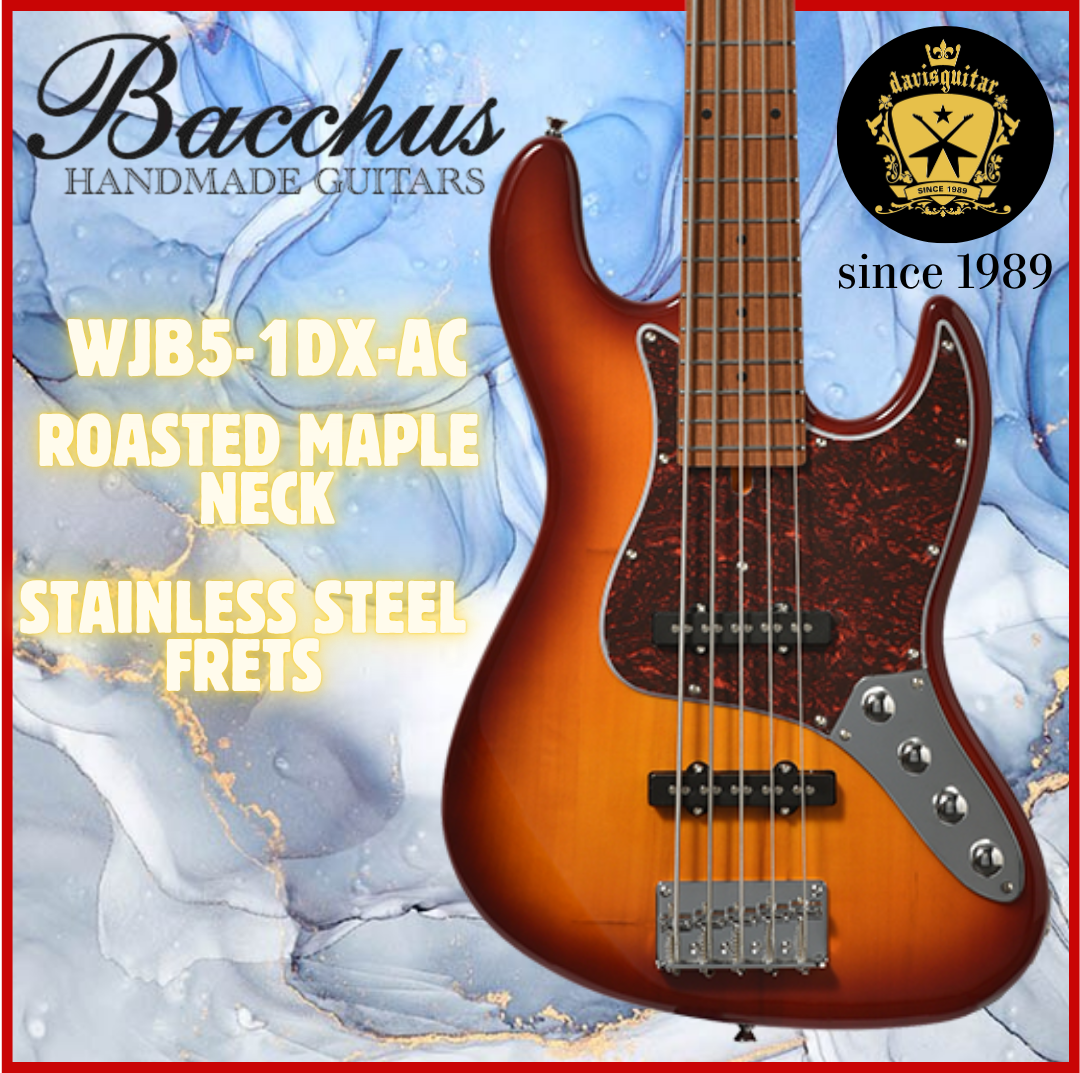 Bacchus WJB5-1DX-AC RSM/M 5 String Active Bass Guitar Cherry Sunburst 2 Band EQ