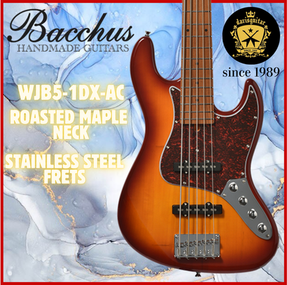 Bacchus WJB5-1DX-AC RSM/M 5 String Active Bass Guitar Cherry Sunburst 2 Band EQ