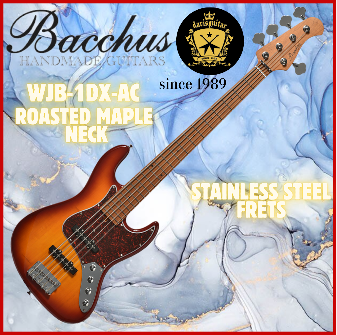 Bacchus WJB5-1DX-AC RSM/M 5 String Active Bass Guitar Cherry Sunburst 2 Band EQ