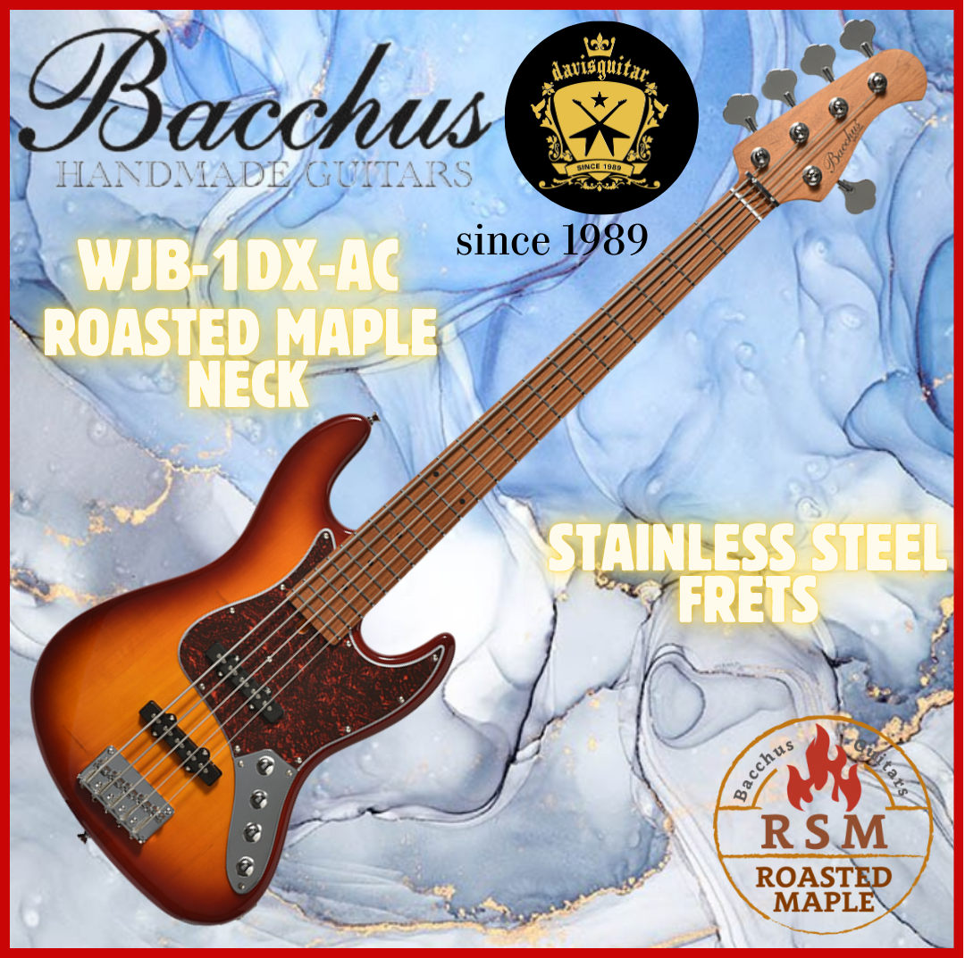 Bacchus WJB5-1DX-AC RSM/M 5 String Active Bass Guitar Cherry Sunburst 2 Band EQ