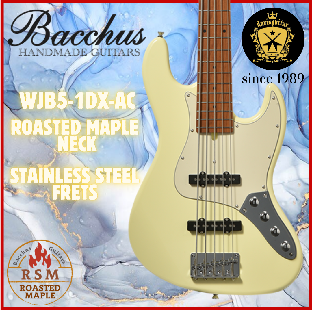Bacchus WJB5-1DX-AC RSM-M 5-String Active Bass Guitar Olympic White 2 Band EQ