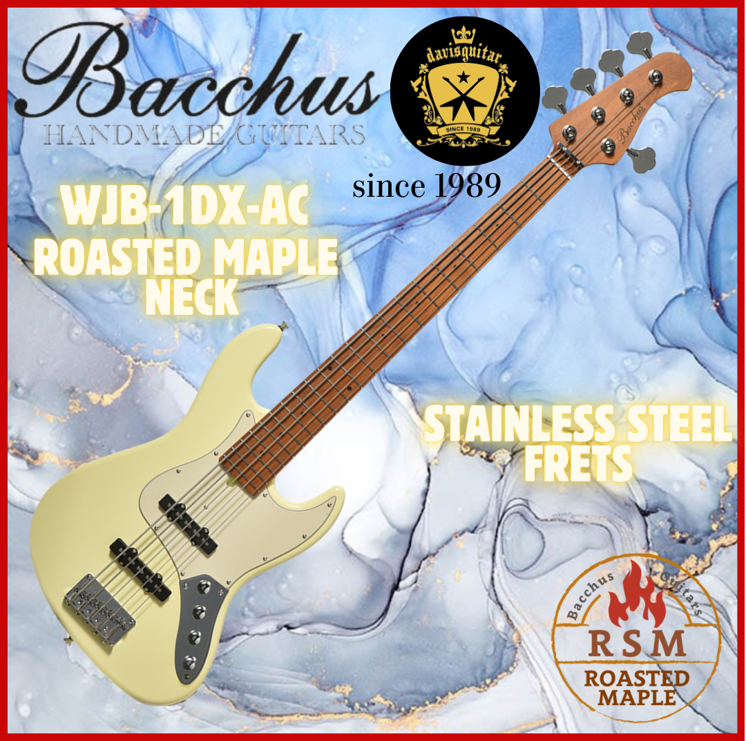 Bacchus WJB5-1DX-AC RSM-M 5-String Active Bass Guitar Olympic White 2 Band EQ