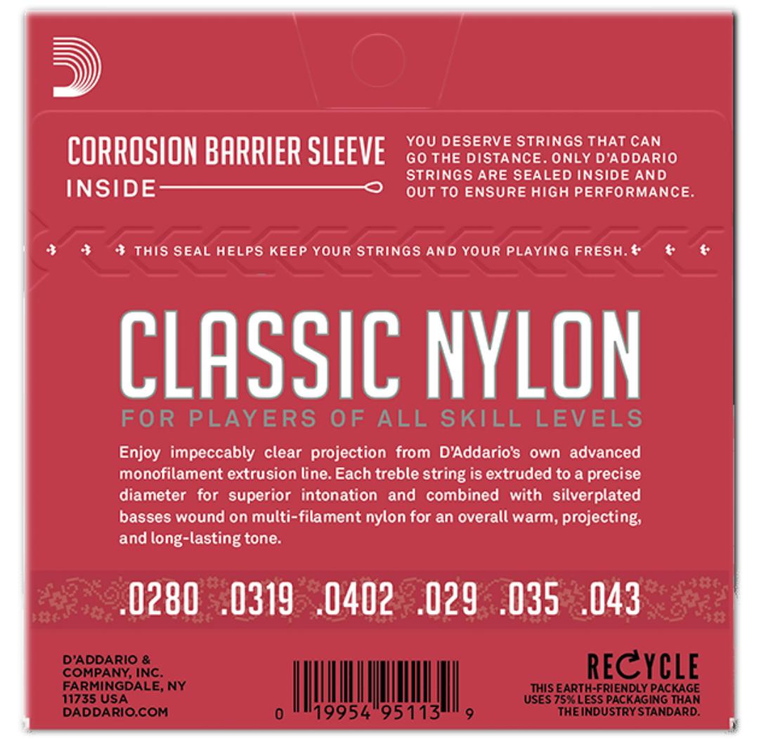 Daddario EJ27N Classical Guitar Strings Normal Tension Silver wound clear Nylon