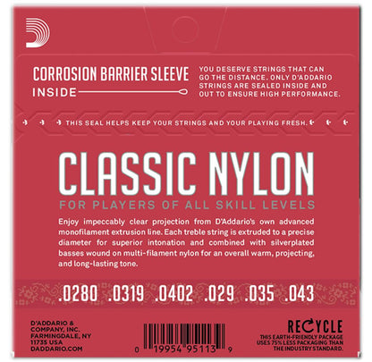 Daddario EJ27N Classical Guitar Strings Normal Tension Silver wound clear Nylon