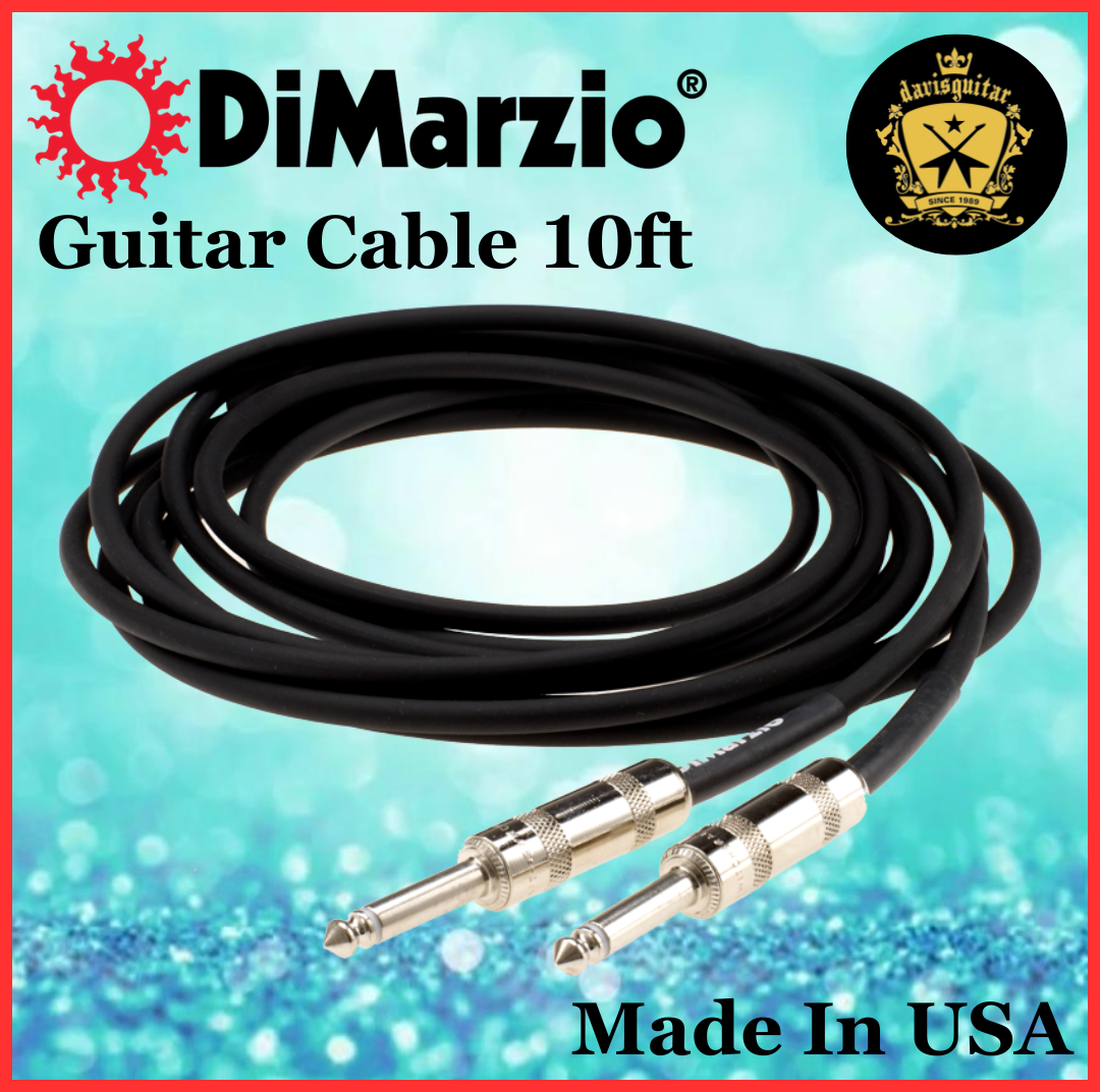 DiMarzio 10ft Guitar Cable Switchcraft Straight Ends Black EP1610SSI