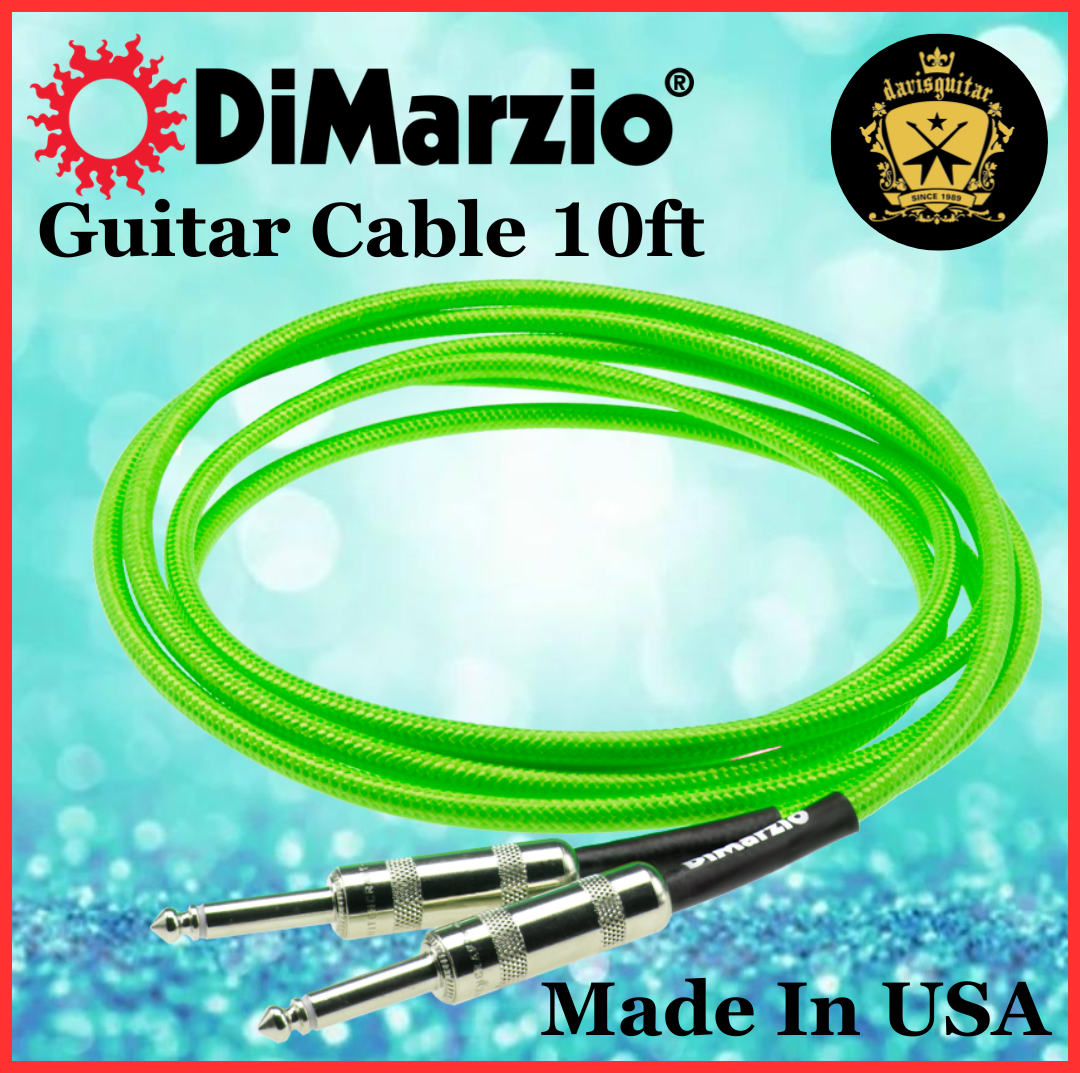 DiMarzio 10ft Guitar Cable Switchcraft Straight Ends Neon Green EP1710SSGN