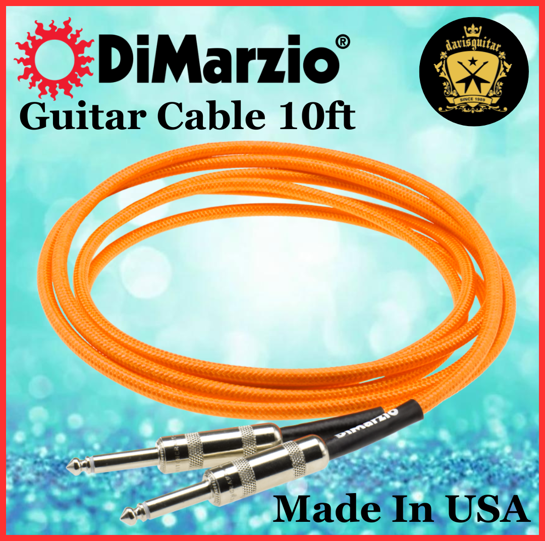 DiMarzio 10ft Guitar Cable Switchcraft Straight Ends Neon Orange EP1710SSOR